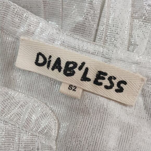 NWOT! DIAB'LESS! SHEER SILVER METALLIC BOHO CHIC PEASANT TOP, BLOUSE! SZ S - Picture 6 of 9